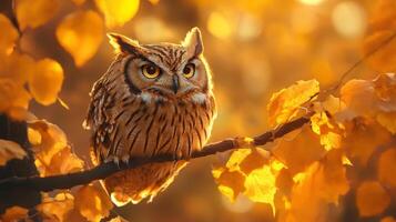 Owl in autumn wallpaper photo