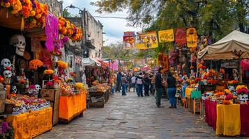 A Festive Day of the Dead Market in Mexico photo