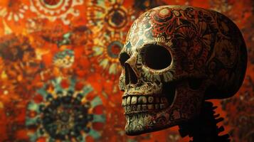Decorated Skull with Abstract Background photo