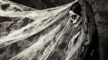 Woman in Veil with Day of the Dead Makeup photo