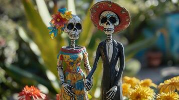 Day of the Dead Skeleton Couple Figurines photo