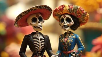 Day of the Dead Skeleton Couple Figurines photo