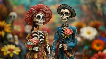 Day of the Dead Skeleton Couple Figurines photo