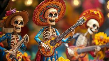 Day of the Dead Skeletons Playing Guitars photo