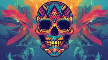 Colorful Geometric Skull with Abstract Background photo