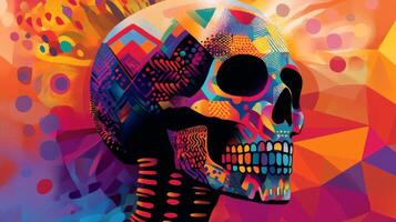 Colorful Abstract Skull with Geometric Patterns photo