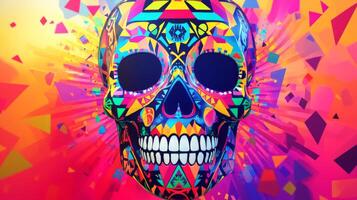 Colorful Geometric Skull with Abstract Background photo