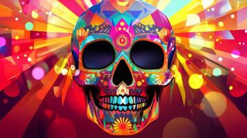 Colorful Geometric Skull with Bokeh Background photo
