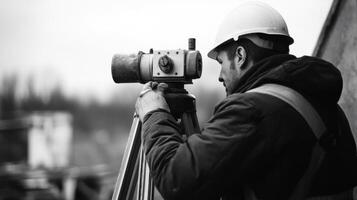 Construction Worker Using a Theodolite photo