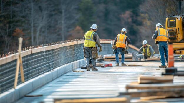 Construction Workers on a Bridge Deck photo