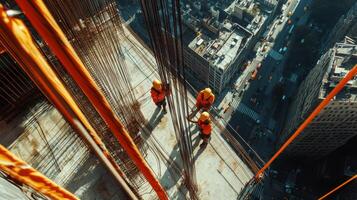 Construction Workers on a Skyscraper Under Construction photo