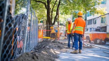 Construction Workers on a Construction Site photo