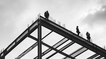 Construction Workers on a Steel Frame photo