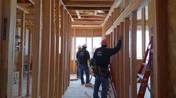 Construction Workers Framing a New Home photo