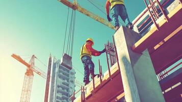 Construction Workers on a High Rise Building photo