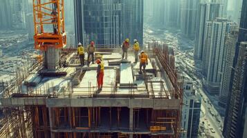 Construction Workers on a Skyscraper in a City of Towers photo