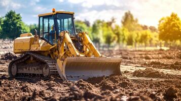 Yellow Excavator Working on a Construction Site photo
