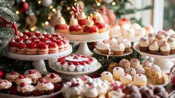 A Festive Tabletop Display of Assorted Christmas Desserts photo