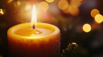 A Single Candle Flame Illuminates a Festive Setting photo