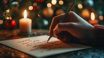 Hand Writing a Christmas List by Candlelight photo
