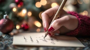 Hand Writing a Christmas List with a Pen photo