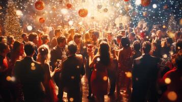 A Festive Gathering of People Surrounded by Christmas Ornaments photo