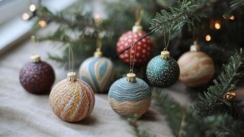 Handmade Christmas Ornaments with Various Patterns and Colors photo