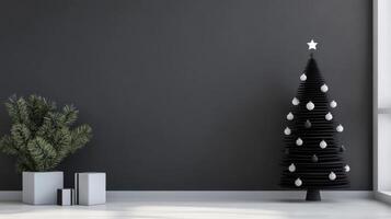 Minimalist Black and White Christmas Tree Decor photo