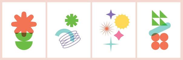 flat design colorful basic geometric shape collection set vector