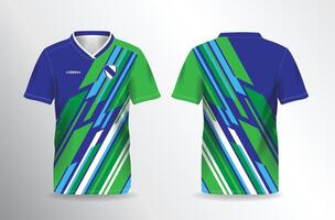 A soccer jersey with blue and green stripes vector