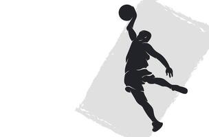 Silhouette of a basketball player jumping to catch the ball vector