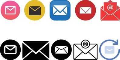 Email and mailbox icon set collection design vector