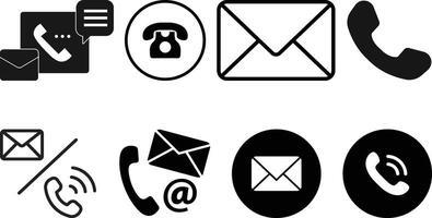Communication of phone and email icon set collection vector
