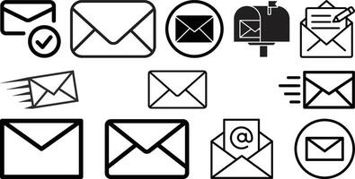 Email and mailbox icon set collection vector