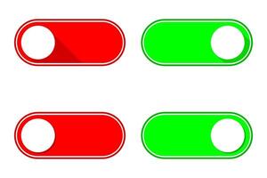 Set of Green On and Red Off toggle switch buttons icon symbol. Flat illustration vector