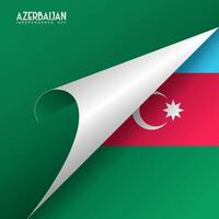 3d background illustration. Curved folded paper page corners on azerbaijan flag color background vector