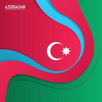 Azerbaijan independence day template design with blue red and green waving color vector