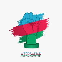 Azerbaijan independence day, illustration of hands clenched in the color of the Azerbaijan flag vector