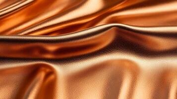 Closeup of metallic copper leather with a rich textured surface and shimmering highlights showing warmth and luxury photo