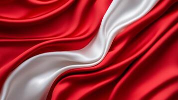 Soft red and white satin intertwined in smooth waves reflecting light elegant and abstract luxury background perfect for Christmas or Valentines Day festive mood photo