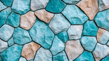 Coarse stone wall texture in turquoise and coral tones for World Ocean Day rugged surface with subtle wave like patterns capturing marine themes and ocean conservation photo