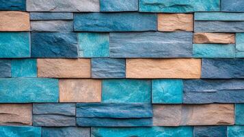 Coarse stone wall texture in turquoise and coral tones for World Ocean Day rugged surface with subtle wave like patterns capturing marine themes and ocean conservation photo