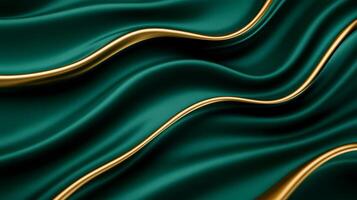 Dark green and gold velvet intertwined in fluid curves elegant abstract background for Teachers Day rich texture symbolizing knowledge and guidance photo