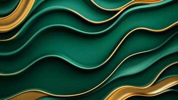 Dark green and gold velvet intertwined in fluid curves elegant abstract background for Teachers Day rich texture symbolizing knowledge and guidance photo