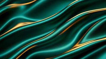 Dark green and gold velvet intertwined in fluid curves elegant abstract background for Teachers Day rich texture symbolizing knowledge and guidance photo