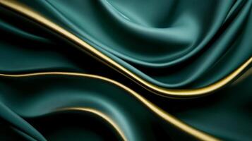 Dark green and gold velvet intertwined in fluid curves elegant abstract background for Teachers Day rich texture symbolizing knowledge and guidance photo