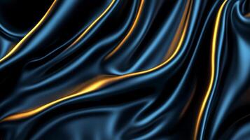 Glossy black silk with fluid ripples and golden highlights sophisticated and eerie abstract background perfect for luxury Halloween concepts sleek and dark photo