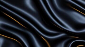 Glossy black silk with fluid ripples and golden highlights sophisticated and eerie abstract background perfect for luxury Halloween concepts sleek and dark photo