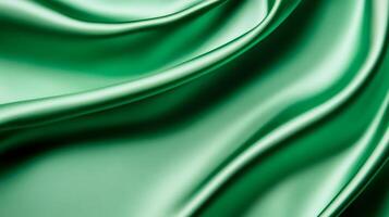 Green silk with soft waves and gentle light reflections creating a serene abstract background for World Health Day calming and refreshing vibe photo