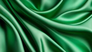 Green silk with soft waves and gentle light reflections creating a serene abstract background for World Health Day calming and refreshing vibe photo